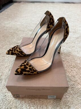Gianvito Rossi Leopard Print and Clear Pumps